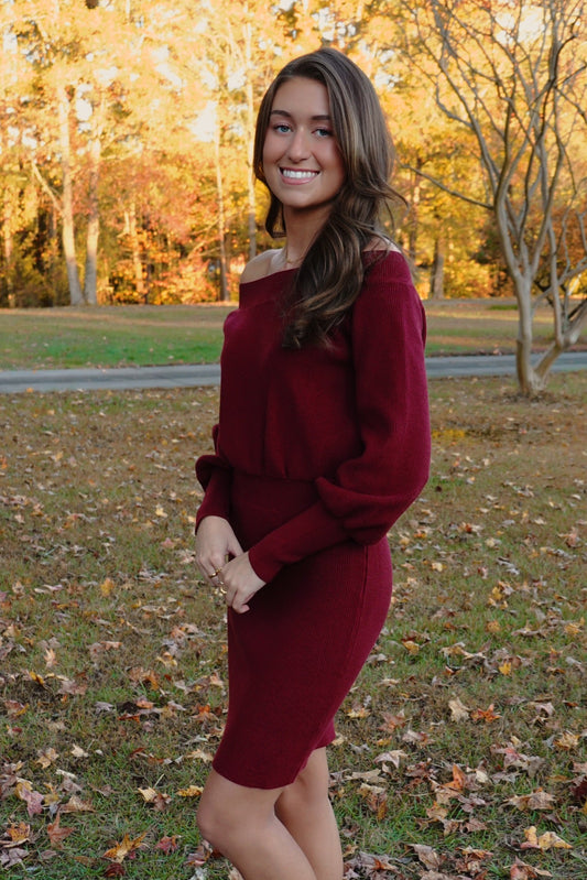 Maroon Sweater Dress