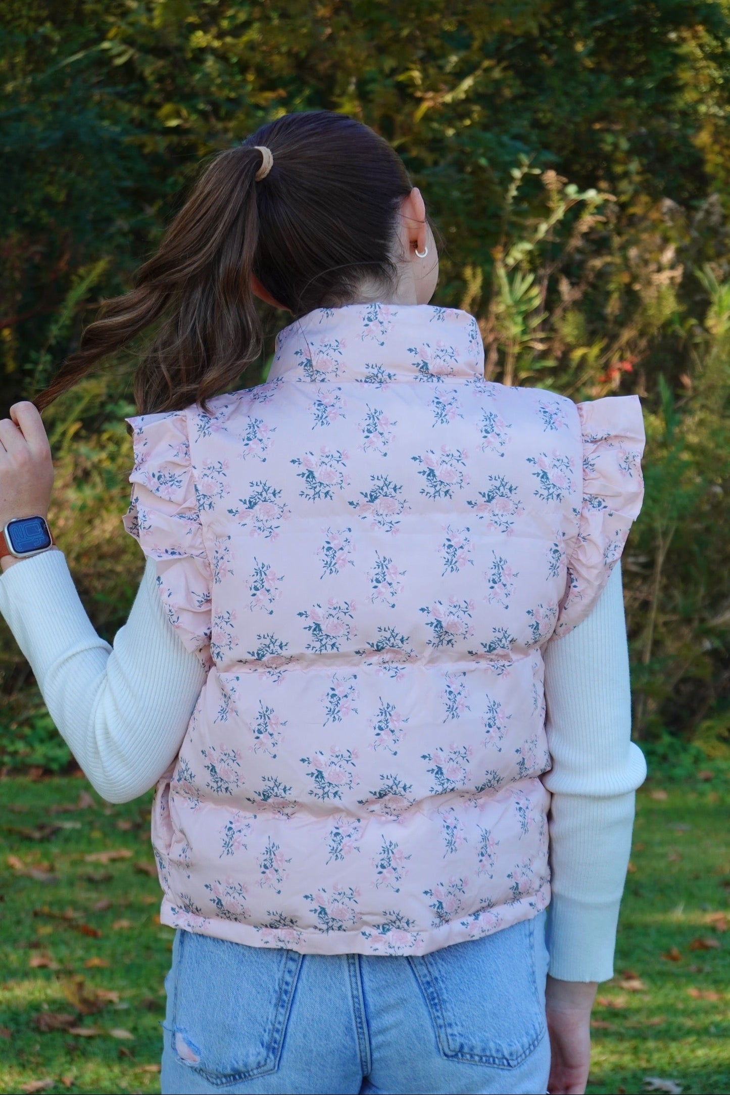 Daisy Puffer Vest - Pink